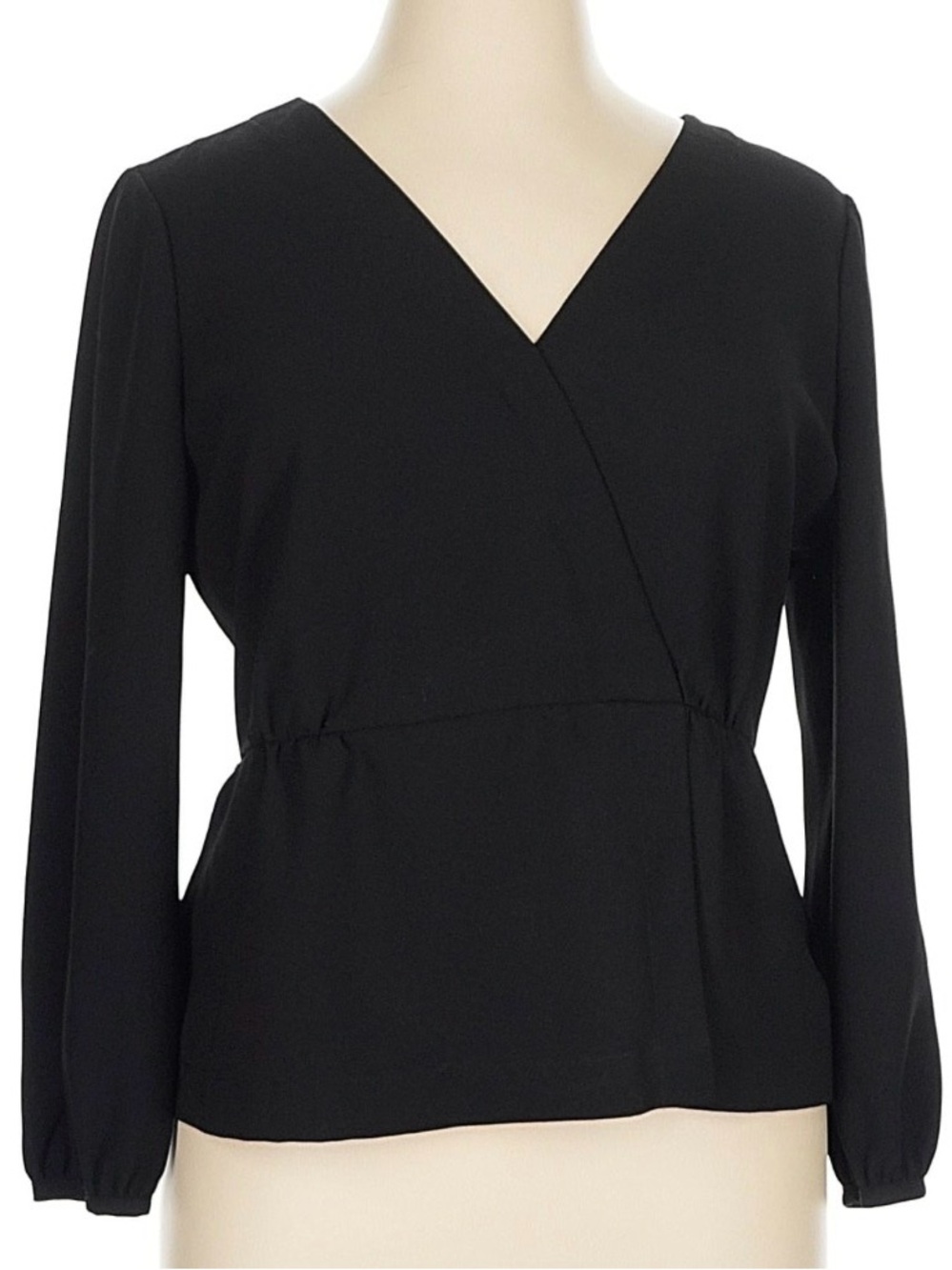 J. Crew Black V-Neck Long Sleeve Blouse